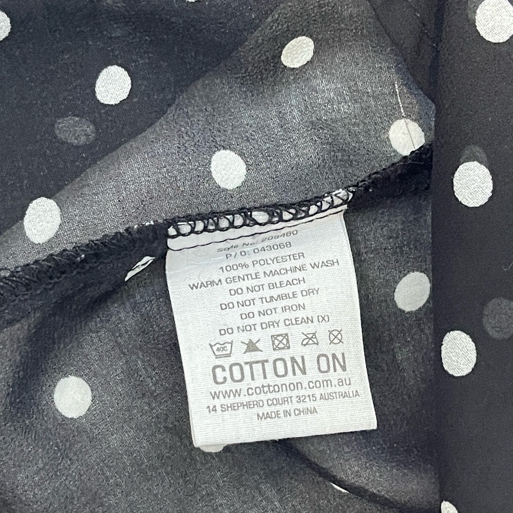 Women's Polka Dot Sheer Blouse Size Small black/white By Cotton On 3/4 Sleeve - Picture 14 of 15